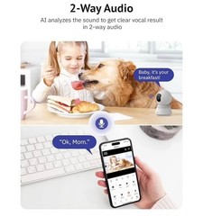 Hugolog 2K 3MP Indoor Pan/Tilt Security Camera with Auto-Focus,Ideal for Baby 02