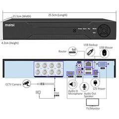 MAISI 8CHH HD 5IN1 1080P DVR Video Recorder for CCTV Camera Kit IP66 US