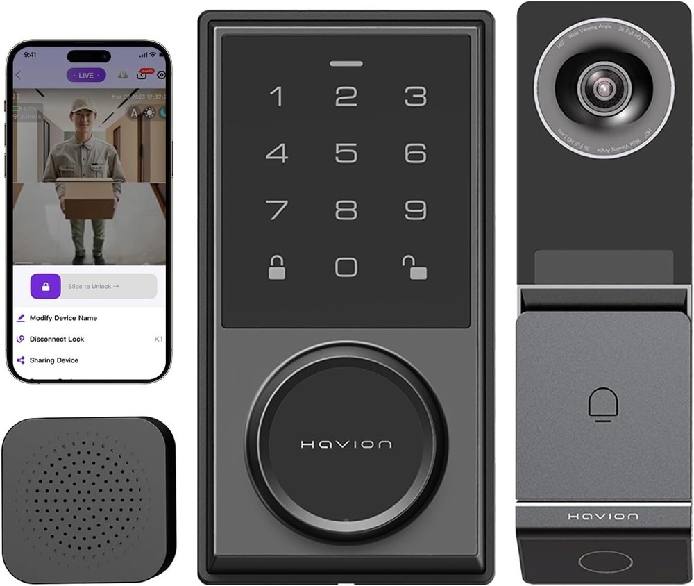 Wireless Video Doorbell + Smart Lock Set 3K Dual Cam, OLED, 32GB, App – NIB