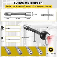 1200TVL 4.3in Pipe Inspection Camera IP68 Waterproof 6LEDs