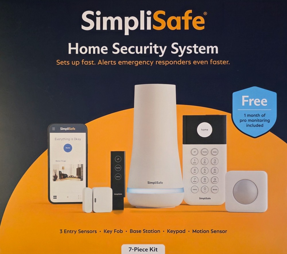 SimpliSafe Smart Home Security System (7-Piece Kit) – Base Station, Keypad-NEW