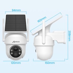 Wireless Security Camera System Solar Panel Battery 3MP PTZ 2Way Audio Outdoor