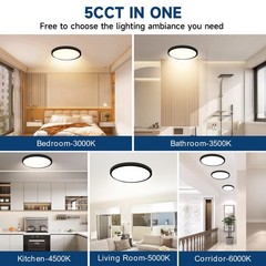 WKONCLDY 7.5Inch LED Ceiling Lights, 5 Colors 7.5in-12Pack(5 Colors), Black