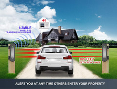 Solar Wireless Driveway Alarm System-1/2 Mile Long Transmission Range-300 Feet W