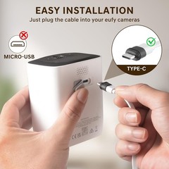 30FT Power Adapter Designed for eufy Security SoloCam White
