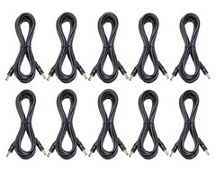 (10) Pack of 10ft DC Barrel Power Cables Male to Male 5.5mm X 2.1mm Plugs
