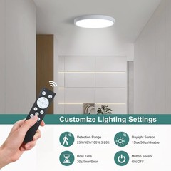 12 Inch Motion Sensor Ceiling Light Wired,24w Flush Mount 12in 1pack, White