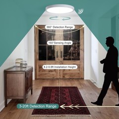 12 Inch Motion Sensor Ceiling Light Wired,24w Flush Mount 12in 1pack, White