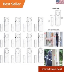 Kid-Safe 95dB Door & Window Wireless Alarm – 12 Pack Easy Adhesive Install