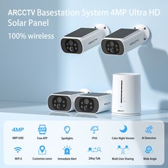 ARCCTV 4MP WiFi6 CCTV Solar Security Camera Kit Wireless Outdoor 2K Night Vison