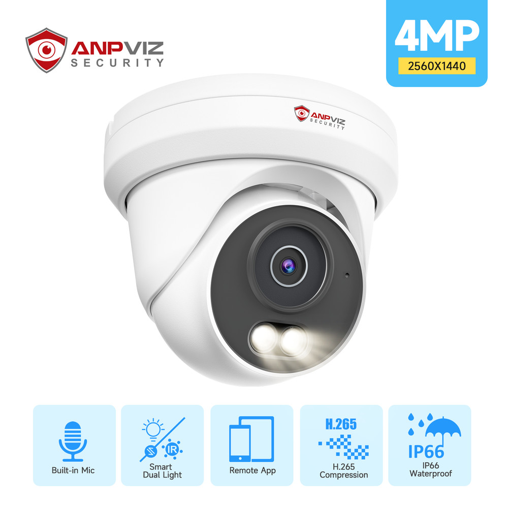 Anpviz 4MP 6MP 8MP4K Audio PoE IP Security Camera Outdoor Color Night Vision AI