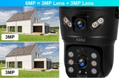 6MP Solar Camera WIFI Solar Panel Dual Lens Camera Home Security Cam + 128G Card