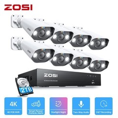 ZOSI 8CH/16CH 5MP/8MP POE IP Security Camera System 4K AI Face Detect NVR Audio