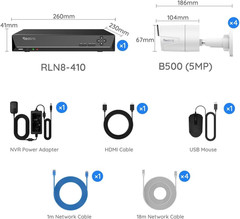 REOLINK 8CH 5MP Security Camera System, 4Pcs Wired Poe Cameras for Home Security