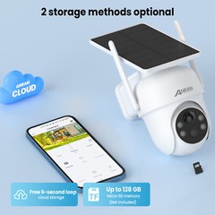 ANRAN 2K PTZ Solar Security Camera Outdoor 360°Wireless WiFi Battery Camera PIR