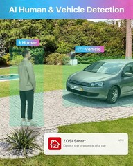 ZOSI 8CH 5MP Lite Security Camera System with AI Human Vehicle Detection, H.2…