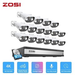 ZOSI 8CH/16CH 5MP/8MP POE IP Security Camera System 4K AI Face Detect NVR Audio