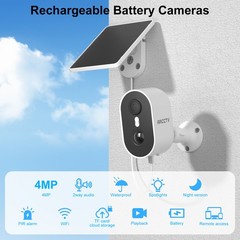 2 Pack Solar Battery Wireless Security Camera Outdoor 4MP WiFi Home IP65 Cameras