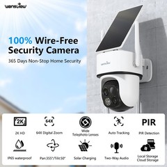 Wansview 2K 3MP Dual-Cam Solar Wireless Security Camera 360°PTZ Human Detection