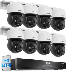 ZOSI C290 4K 16CH 4TB NVR POE Security Camera System 8MP 360° View PoE IP Camera