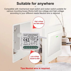 Tuya Smart Dry Contact Switch Module DC5V/12-48V AC110-240V DIY Breaker Relay