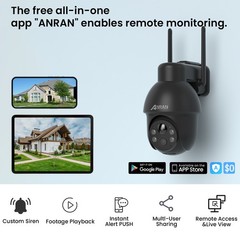 ANRAN 5MP Solar Battery Security Camera Outdoor Wireless WIFI Free APP Audio IR