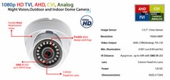 CCTV Security Camera with 100ft Cable & Power 1080P HD AHD TVI CVI Night Vision