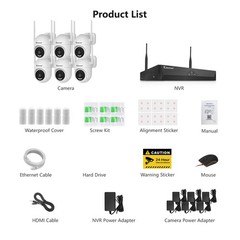 Wireless Security Camera System Pan/Tilt 1TB HDD Home 5MP 10CH Recording NVR