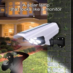 Solar Power Dummy Security Camera Fake LED Wall Light Outdoor Surveillance CCTV