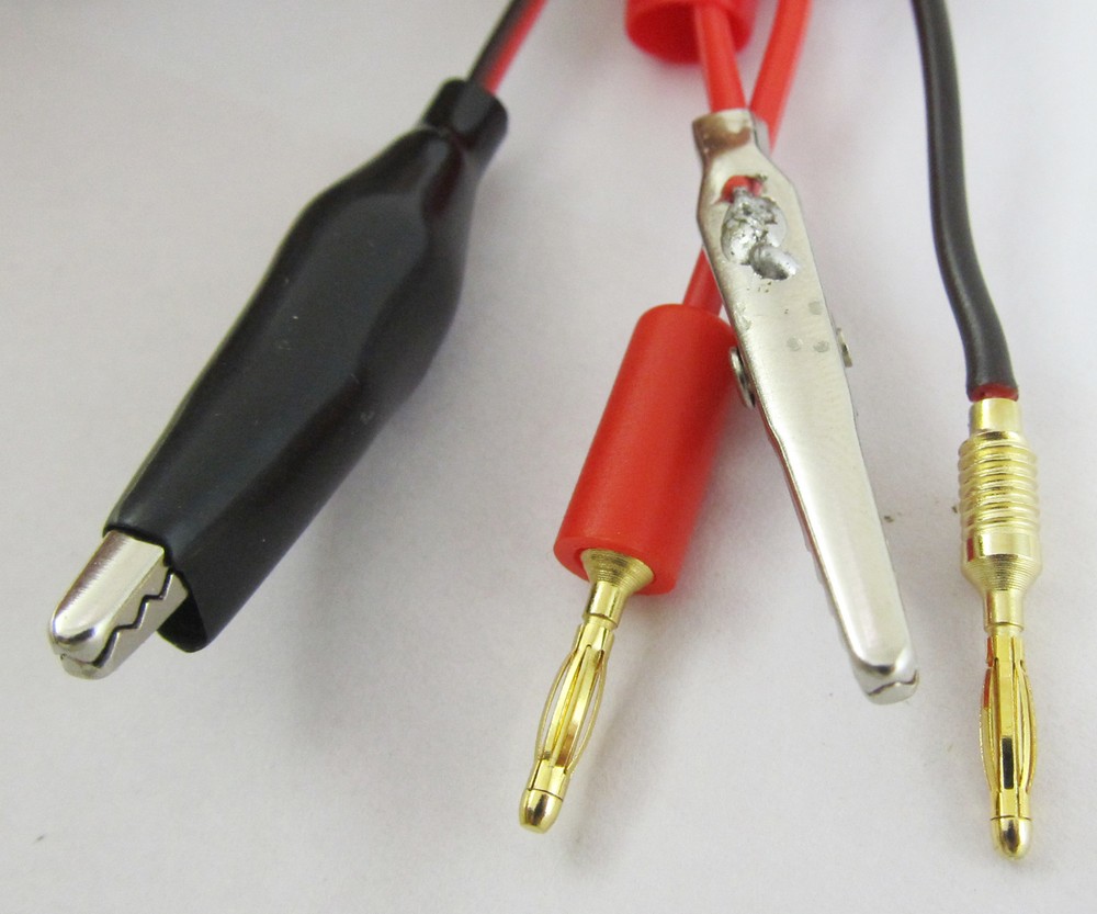 1pair 2mm Gold Banana Plug Hard Plastic to Alligator Clip Test Probe Cable 1M