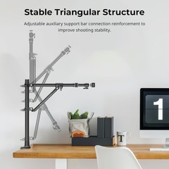 Stable Overhead Camera Mount with Adjustable Angles & Phone Holder, 3kg Max Load
