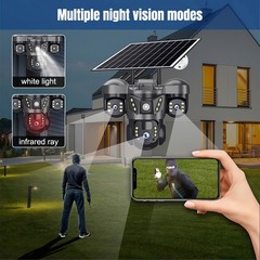 Solar Battery Powered Wireless WiFi Outdoor Pan/Tilt Home Security Camera System