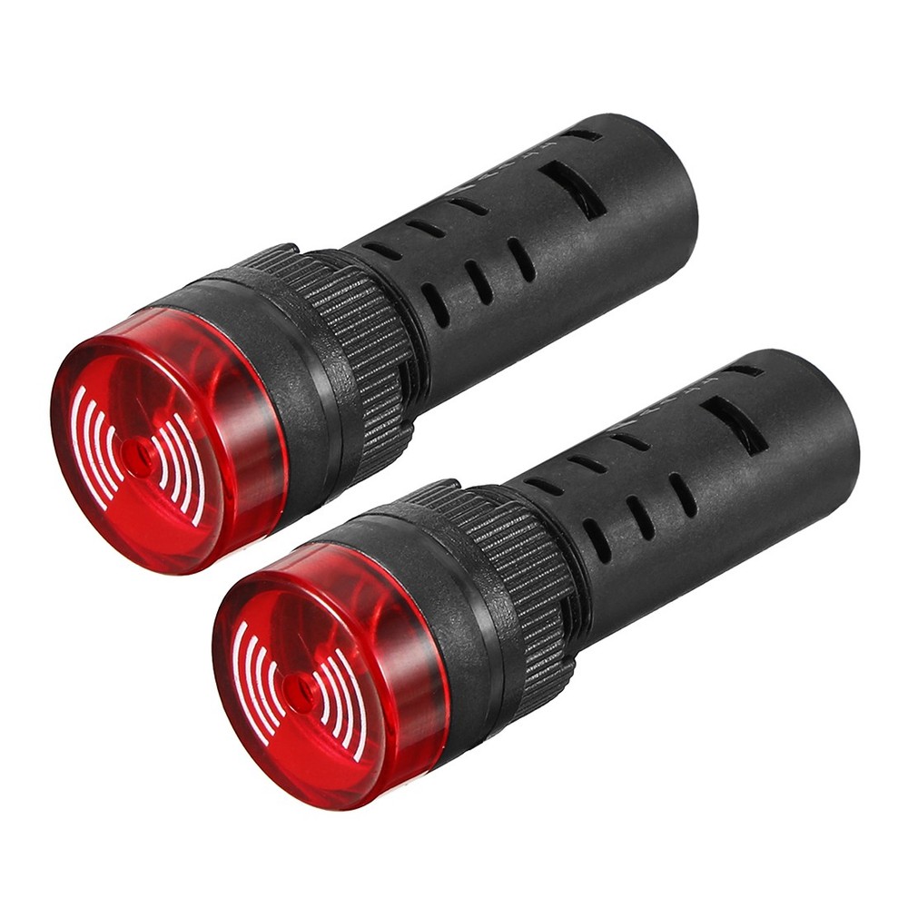 2PC AC/DC 24V Light Indicator Flashing Alarm w Buzzer, AD16-16SM Red LED