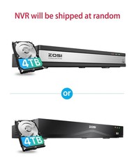 ZOSI 16CH 4K PoE NVR 8MP Video 4TB Hard Drive NVR for Add On IP Cameras System