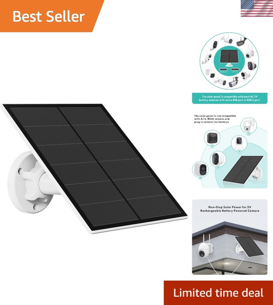 High-Efficiency 5W USB Solar Panel for Battery-Powered Cameras – Waterproof