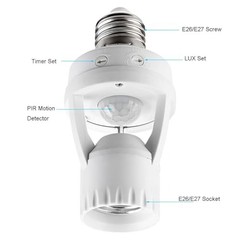 PIR Motion Sensor Light Socket Smart Screw in Light Bulb Outlet Compatible 4