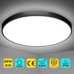 12 Inch 24W Flush Mount LED Ceiling Light Fixture, 12 Inch, Daylight White