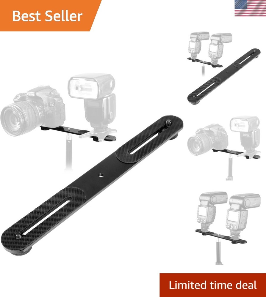 Professional 1/4″ Screw Dual Camera Flash Bracket – Max 6.6LB Load Capacity