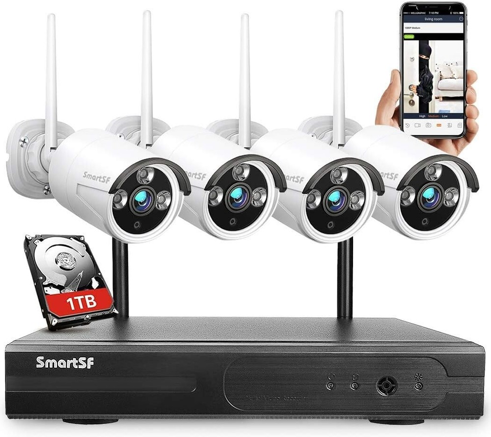 SmartSF 10CH 5MP Outdoor Wireless Security Camera System WIFI CCTV Audio NVR kit