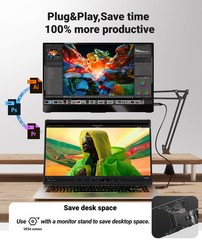 Ingnok Portable Monitor Ultra Slim 15.6 Inch Fhd Ips Laptop Screen Extender