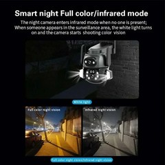 WIFI Outdoor 128GB Security Camera Dual Lens Motion Tracking PTZ CCTV Wide Angle