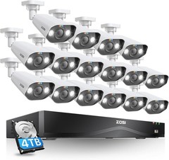ZOSI 16CH 4K Security Camera System 16pcs 8MP PoE Cameras Outdoor 2Way Audio 4TB
