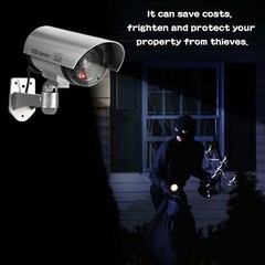 No Wiring Dummy Fake Camera Surveillance CCTV Security Camera Flashing LED Light