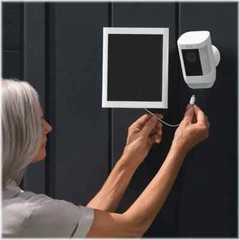 Ring Spotlight Cam Plus Wireless Battery Security Camera with Solar Panel White