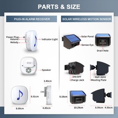 Htzsafe Solar Wireless Driveway Alarm System 1 receiver + 2 sensors