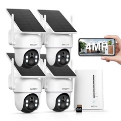 ARCCTV 4MP Wireless Pan/Tilt Security Camera System Home Solar Battery WiFi CCTV