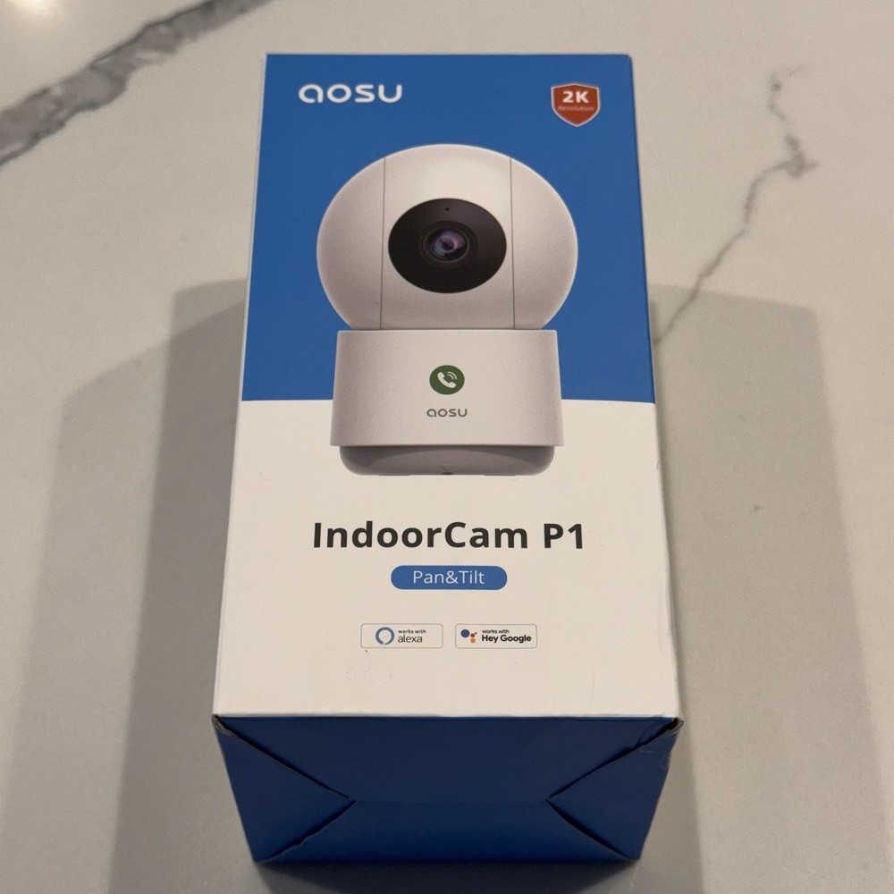AOSU Indoor Cam P1 Pro Security Camera 2K/3MP 360° Pan Tilt C2E2BH11 Open Box