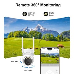 4G LTE Security Camera No Internet Needed, Free Cloud Storage, 360° PTZ Outdo…
