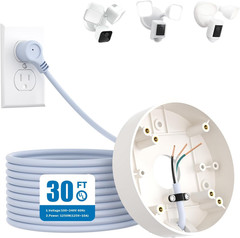 Plug-In Mount for Floodlight Cams with 30Ft/9M Weatherproof Power Cable for Floo