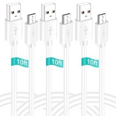 3 Pack 10ft Micro Usb Power Extension Cable Cord Compatible For Wyze Camwyzecam